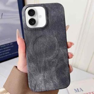 For iPhone 16 Denim MagSafe Magnetic PC + PU Phone Case(Dark Grey)