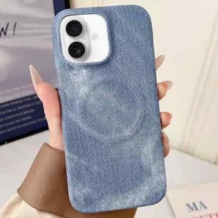 For iPhone 16 Plus Denim MagSafe Magnetic PC + PU Phone Case(Grayish Blue)