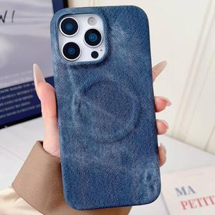 For iPhone 16 Pro Max Denim MagSafe Magnetic PC + PU Phone Case(Dark Blue)