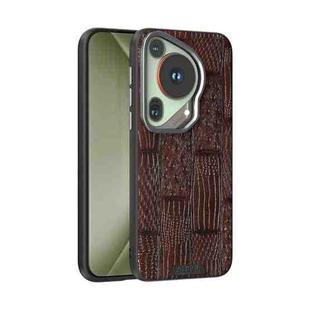 For Huawei Pura 70 Ultra ABEEL Beast Pattern 6D Micro-Embossed MagSafe Genuine Leather Phone Case(Brown)