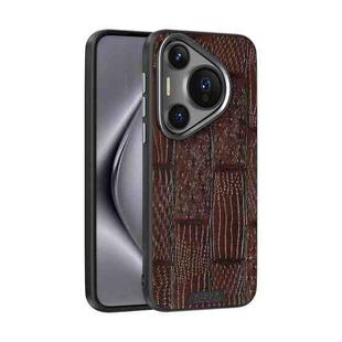 For Huawei Pura 70 ABEEL Beast Pattern 6D Micro-Embossed MagSafe Genuine Leather Phone Case(Brown)