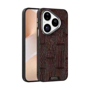 For Huawei Pura 80 5G ABEEL Beast Pattern 6D Micro-Embossed MagSafe Genuine Leather Phone Case(Brown)