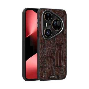 For Huawei Pura 80 Ultra 5G ABEEL Beast Pattern 6D Micro-Embossed MagSafe Genuine Leather Phone Case(Brown)