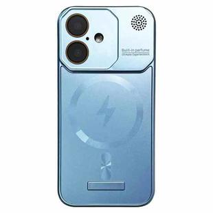 For iPhone 16 Frameless Aromatherapy MagSafe Magnetic PC Phone Case(Blue)