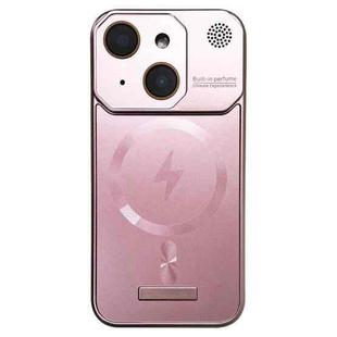 For iPhone 15 Plus Frameless Aromatherapy MagSafe Magnetic PC Phone Case(Rose Gold)