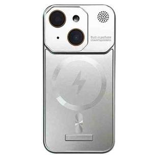 For iPhone 15 Frameless Aromatherapy MagSafe Magnetic PC Phone Case(Titanium Silver)