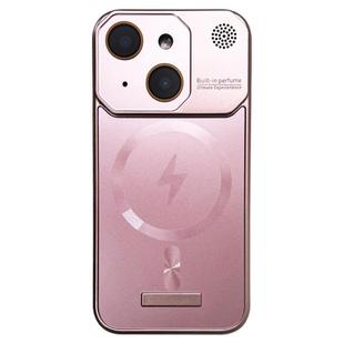 For iPhone 15 Frameless Aromatherapy MagSafe Magnetic PC Phone Case(Rose Gold)