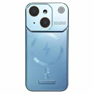For iPhone 14 Plus Frameless Aromatherapy MagSafe Magnetic PC Phone Case(Blue)