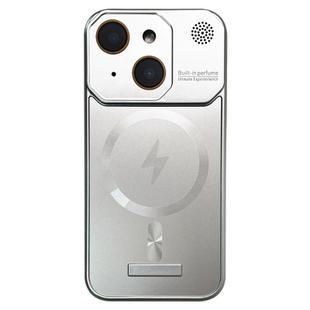 For iPhone 14 Frameless Aromatherapy MagSafe Magnetic PC Phone Case(Titanium Silver)