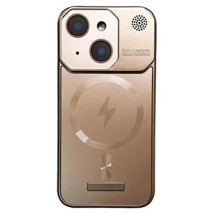 For iPhone 14 Frameless Aromatherapy MagSafe Magnetic PC Phone Case(Gold)