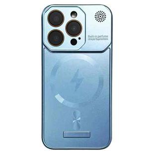 For iPhone 14 Pro Max Frameless Aromatherapy MagSafe Magnetic PC Phone Case(Blue)