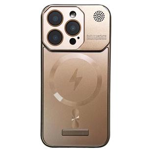 For iPhone 13 Pro Frameless Aromatherapy MagSafe Magnetic PC Phone Case(Gold)