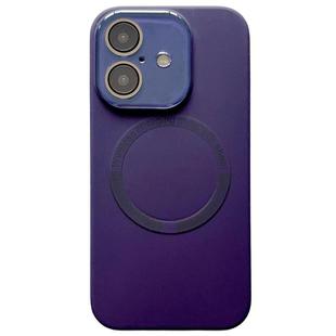 For iPhone 16 Plus Small Window Acrylic Glass Lens MagSafe Silicone Phone Case(Dark Purple)