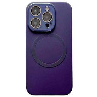 For iPhone 15 Pro Max Small Window Acrylic Glass Lens MagSafe Silicone Phone Case(Dark Purple)