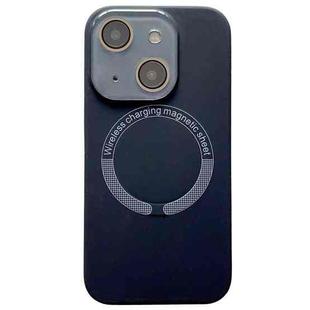 For iPhone 15 Plus Small Window Acrylic Glass Lens MagSafe Silicone Phone Case(Black)