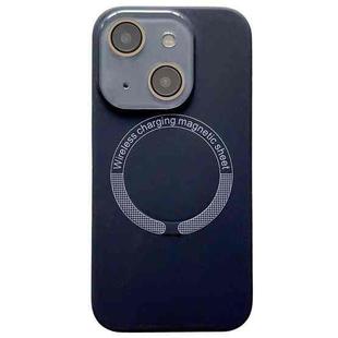For iPhone 14 Small Window Acrylic Glass Lens MagSafe Silicone Phone Case(Black)