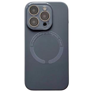 For iPhone 13 Pro Small Window Acrylic Glass Lens MagSafe Silicone Phone Case(Carbon Black)