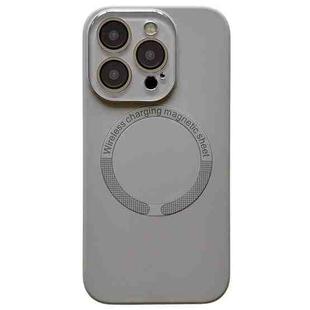 For iPhone 12 Pro Small Window Acrylic Glass Lens MagSafe Silicone Phone Case(Grey)