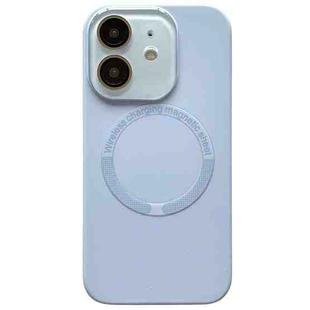 For iPhone 11 Small Window Acrylic Glass Lens MagSafe Silicone Phone Case(Sierra Blue)