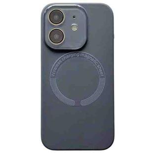 For iPhone 11 Small Window Acrylic Glass Lens MagSafe Silicone Phone Case(Carbon Black)