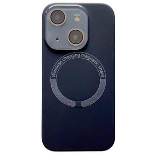 For iPhone 14 Plus Small Window Acrylic Glass Lens MagSafe Silicone Phone Case(Black)