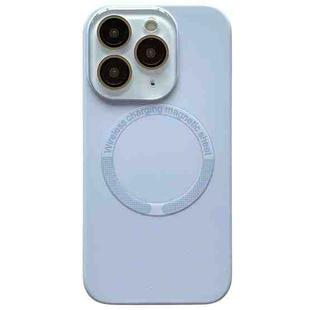 For iPhone 11 Pro Small Window Acrylic Glass Lens MagSafe Silicone Phone Case(Sierra Blue)