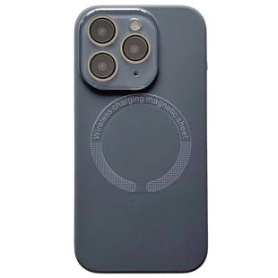For iPhone 11 Pro Small Window Acrylic Glass Lens MagSafe Silicone Phone Case(Carbon Black)