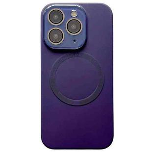 For iPhone 11 Pro Small Window Acrylic Glass Lens MagSafe Silicone Phone Case(Dark Purple)