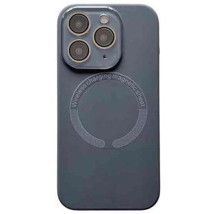 For iPhone 11 Pro Max Small Window Acrylic Glass Lens MagSafe Silicone Phone Case(Carbon Black)