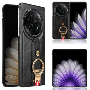 For OPPO Find N5 Wristband Leather Back Phone Case(Black)