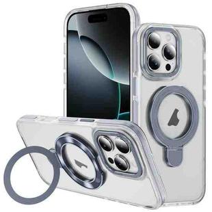 For iPhone 16 Pro Two Color TPU Hybrid Acrylic MagSafe Magnetic Holder Phone Case(Grey)