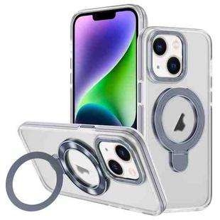 For iPhone 14 Two Color TPU Hybrid Acrylic MagSafe Magnetic Holder Phone Case(Grey)