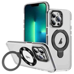 For iPhone 13 Pro Max Two Color TPU Hybrid Acrylic MagSafe Magnetic Holder Phone Case(Black)