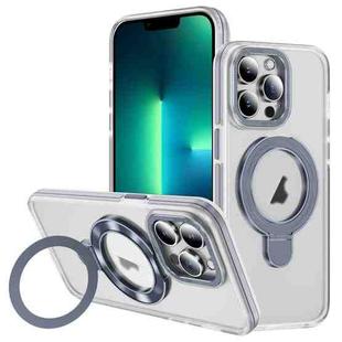 For iPhone 13 Pro Max Two Color TPU Hybrid Acrylic MagSafe Magnetic Holder Phone Case(Grey)