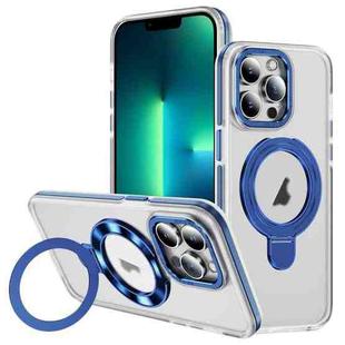 For iPhone 13 Pro Max Two Color TPU Hybrid Acrylic MagSafe Magnetic Holder Phone Case(Blue)
