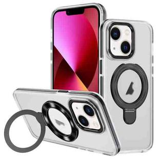 For iPhone 13 Two Color TPU Hybrid Acrylic MagSafe Magnetic Holder Phone Case(Black)