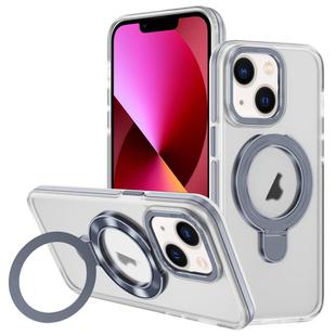For iPhone 13 Two Color TPU Hybrid Acrylic MagSafe Magnetic Holder Phone Case(Grey)