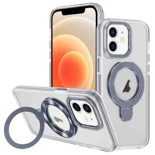 For iPhone 12 Two Color TPU Hybrid Acrylic MagSafe Magnetic Holder Phone Case(Grey)
