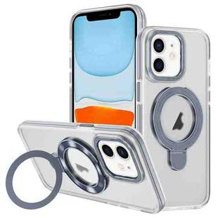 For iPhone 11 Two Color TPU Hybrid Acrylic MagSafe Magnetic Holder Phone Case(Grey)