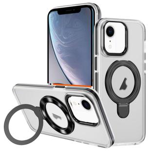 For iPhone XR Two Color TPU Hybrid Acrylic MagSafe Magnetic Holder Phone Case(Black)