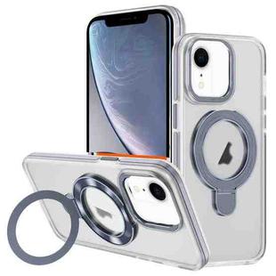 For iPhone XR Two Color TPU Hybrid Acrylic MagSafe Magnetic Holder Phone Case(Grey)