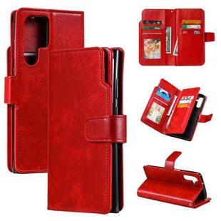 For Samsung Galaxy S25 Ultra 5G Tri-Fold 9-Card Wallets Leather Phone Case(Red)