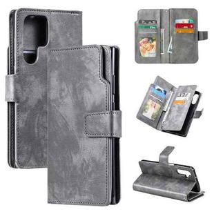 For Samsung Galaxy S25 Ultra 5G Tri-Fold 9-Card Wallets Leather Phone Case(Grey)