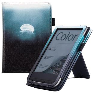 For Pocketbook PB616 Hand Rest Holder Painting Leather Smart Tablet Case(Jellyfish)
