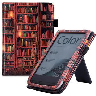 For Pocketbook PB616 Hand Rest Holder Painting Leather Smart Tablet Case(Library)