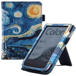For Pocketbook PB616 Hand Rest Holder Painting Leather Smart Tablet Case(Starry Night)