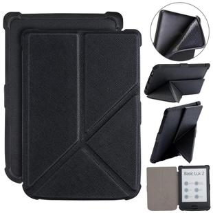 For Pocketbook B606 628 633 632 627 616 Cross Texture Deformation TPU Leather Smart Tablet Case(Black)