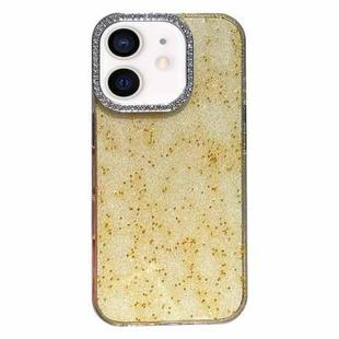 For iPhone 12 Diamond Frame Glitter PC Hybrid TPU Phone Case(Yellow)