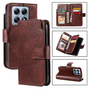 For Xiaomi 14T Tri-Fold 9-Card Wallets Leather Phone Case(Brown)