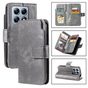 For Xiaomi 14T Pro Tri-Fold 9-Card Wallets Leather Phone Case(Grey)